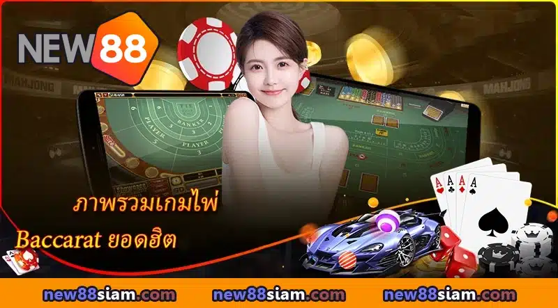 Baccarat NEW88 – เกมไพ่สุดหรู ถ่ายทอดสดจริง ดีลเลอร์สาวสวยดูแลทุกโต๊ะ